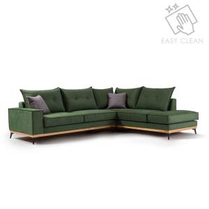 Γωνιακός καναπές αριστερή γωνία Luxury II pakoworld ύφασμα κυπαρισσί-ανθρακί ...