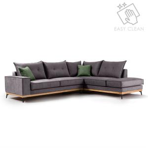 Γωνιακός καναπές αριστερή γωνία Luxury II pakoworld ύφασμα ανθρακί-κυπαρισσί ...