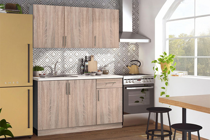 Modern kitchen with natural light, wooden cabinets, and contemporary equipment ideal for Airbnb, by CenterHome.