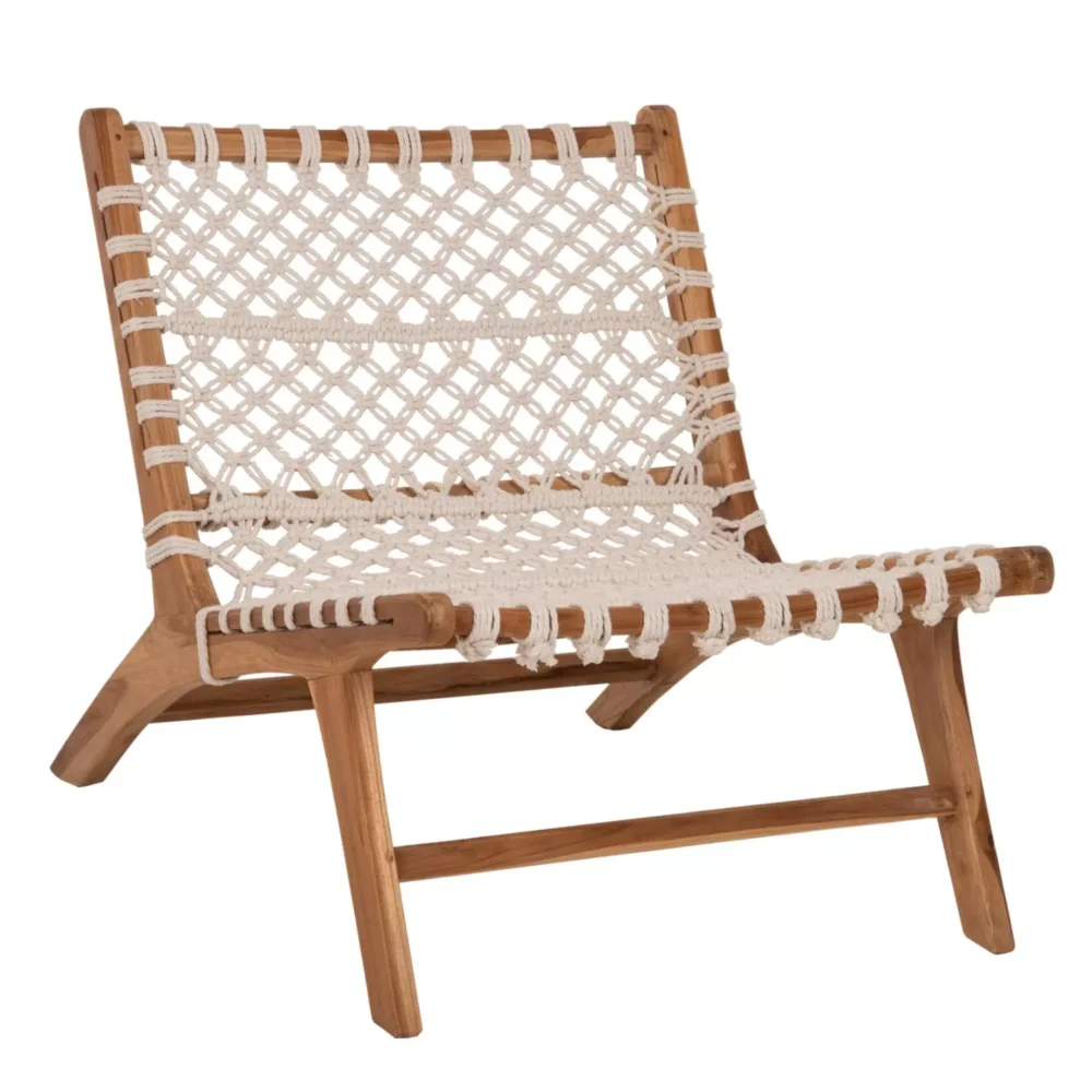 Πολυθρόνα ANTIB C9466.01 Ξύλο ΤΕΑΚ με Nylon Λευκό Σχοινί 65x77x68Υεκ.