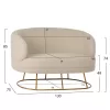 Two-seater sofa ARIEN Ecru Boucle Fabric with Gold Base 130x75x85cm. Two-seater sofa ARIEN Ecru Boucle Fabric with Gold Base 130x75x85cm.