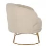 Two-seater sofa ARIEN Ecru Boucle Fabric with Gold Base 130x75x85cm. Two-seater sofa ARIEN Ecru Boucle Fabric with Gold Base 130x75x85cm.