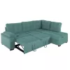 Corner Sofa - Bed Jade Right Corner Velvet Light Green 250x80-180x73-88H cm Corner Sofa - Bed Jade Right Corner Velvet Light Green 250x80-180x73-88H cm