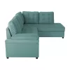 Corner Sofa - Bed Jade Right Corner Velvet Light Green 250x80-180x73-88H cm Corner Sofa - Bed Jade Right Corner Velvet Light Green 250x80-180x73-88H cm