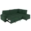 Corner Sofa - Bed Jade Right Corner Velvet Green 250x80-180x73-88H cm Corner Sofa - Bed Jade Right Corner Velvet Green 250x80-180x73-88H cm