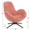 Armchair BRYNN C9594.02 Swivel with Pink Boucle Fabric & Black Metal Base 88x76x88Hcm Armchair BRYNN C9594.02 Swivel with Pink Boucle Fabric & Black Metal Base 88x76x88Hcm