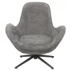 Armchair BRYNN C9594.01 Swivel with Grey Boucle Fabric & Black Metal Base 86x76x87Hcm