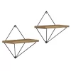 WALL SHELVES 2PCS SET ZANNARD  BLACK METAL-MELAMINE IN NATURAL 30x14x30Hcm. WALL SHELVES 2PCS SET ZANNARD  BLACK METAL-MELAMINE IN NATURAL 30x14x30Hcm.
