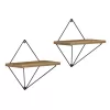 WALL SHELVES 2PCS SET ZANNARD  BLACK METAL-MELAMINE IN NATURAL 30x14x30Hcm. WALL SHELVES 2PCS SET ZANNARD  BLACK METAL-MELAMINE IN NATURAL 30x14x30Hcm.