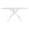 DINING TABLE PRENTIS CERAMIC 12mm TOP IN WHITE MARBLE-WHITE METAL LEGS 180x90x76Hcm. DINING TABLE PRENTIS CERAMIC 12mm TOP IN WHITE MARBLE-WHITE METAL LEGS 180x90x76Hcm.