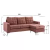 Corner sofa SANTINO Reversible Velvet Fabric Dusty Pink 192x128x82cm Corner sofa SANTINO Reversible Velvet Fabric Dusty Pink 192x128x82cm