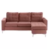 Corner sofa SANTINO Reversible Velvet Fabric Dusty Pink 192x128x82cm Corner sofa SANTINO Reversible Velvet Fabric Dusty Pink 192x128x82cm