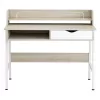 DESK  MELAMINE IN SONAMA AND WHITE-WHITE METAL FRAME 104Χ48Χ89Hcm. DESK  MELAMINE IN SONAMA AND WHITE-WHITE METAL FRAME 104Χ48Χ89Hcm.