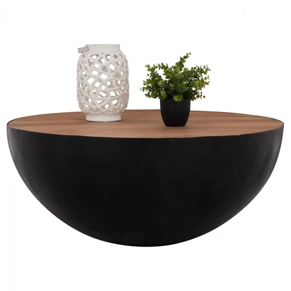 Τραπεζάκι σαλονιού Bowl C8717.01 Στρόγγυλο Μαύρο με Ξύλο Ακακίας Φ90x40Yεκ. Τραπεζάκι σαλονιού Bowl C8717.01 Στρόγγυλο Μαύρο με Ξύλο Ακακίας Φ90x40Yεκ.