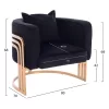 Armchair TIANA C8738.04 Black with Golden Metal Frame 80x70x68 cm