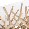 Κονσόλα C9373 σε Ρουστίκ Στύλ απο Μασίφ Ξύλο TEAK & Γυαλί Φυσικό 120x35x75Y εκ.