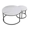 Coffee table C8763.12 Set of 2 pcs MDF White Marble and Black legs Φ80 and Φ48cm Coffee table C8763.12 Set of 2 pcs MDF White Marble and Black legs Φ80 and Φ48cm