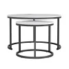 Coffee table C8763.12 Set of 2 pcs MDF White Marble and Black legs Φ80 and Φ48cm Coffee table C8763.12 Set of 2 pcs MDF White Marble and Black legs Φ80 and Φ48cm