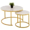 Τραπεζάκι σαλονιού C8763.11 Σετ 2 τεμ MDF Λευκό Μάρμαρο και Χρυσά πόδια Φ80 και Φ48εκ. Τραπεζάκι σαλονιού C8763.11 Σετ 2 τεμ MDF Λευκό Μάρμαρο και Χρυσά πόδια Φ80 και Φ48εκ.