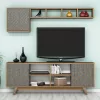 TV FURNITURE SET  MELAMINE IN WALNUT AND SKY BLUE 160x35x56.2Hcm. TV FURNITURE SET  MELAMINE IN WALNUT AND SKY BLUE 160x35x56.2Hcm.