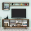 TV FURNITURE SET  MELAMINE IN WALNUT AND SKY BLUE 160x35x56.2Hcm. TV FURNITURE SET  MELAMINE IN WALNUT AND SKY BLUE 160x35x56.2Hcm.