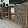 TV FURNITURE SET  MELAMINE IN WALNUT AND SKY BLUE 160x35x56.2Hcm. TV FURNITURE SET  MELAMINE IN WALNUT AND SKY BLUE 160x35x56.2Hcm.