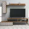 TV FURNITURE SET  MELAMINE IN WALNUT AND WHITE COLOR 150x37.2x37.8Hcm. TV FURNITURE SET  MELAMINE IN WALNUT AND WHITE COLOR 150x37.2x37.8Hcm.