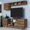TV FURNITURE SET  MELAMINE IN WALNUT COLOR 160x35x56.2Hcm. TV FURNITURE SET  MELAMINE IN WALNUT COLOR 160x35x56.2Hcm.