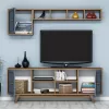 TV FURNITURE SET  MELAMINE IN WALNUT AND BLUE COLOR 160x35x56.2Hcm. TV FURNITURE SET  MELAMINE IN WALNUT AND BLUE COLOR 160x35x56.2Hcm.