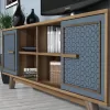 TV FURNITURE SET  MELAMINE IN WALNUT AND BLUE COLOR 160x35x56.2Hcm. TV FURNITURE SET  MELAMINE IN WALNUT AND BLUE COLOR 160x35x56.2Hcm.