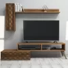 TV FURNITURE SET  MELAMINE IN WALNUT COLOR 150x37.2x37.8Hcm. TV FURNITURE SET  MELAMINE IN WALNUT COLOR 150x37.2x37.8Hcm.