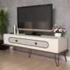 TV cabinet C9511.01 Melamine in Cream and Metal legs 145x40x45cm TV cabinet C9511.01 Melamine in Cream and Metal legs 145x40x45cm
