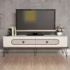 TV cabinet C9511.01 Melamine in Cream and Metal legs 145x40x45cm TV cabinet C9511.01 Melamine in Cream and Metal legs 145x40x45cm