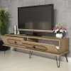 TV cabinet C9511.02 Melamine in Natural OAK and Metal legs 145x40x45cm