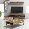 LIVING ROOM COMPOSITION  2PCS MELAMINE IN WALNUT-WHITE LIVING ROOM COMPOSITION  2PCS MELAMINE IN WALNUT-WHITE