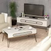 LIVING ROOM COMPOSITION  2PCS MELAMINE IN CREAM-WALNUT LIVING ROOM COMPOSITION  2PCS MELAMINE IN CREAM-WALNUT