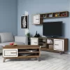 LIVING ROOM COMPOSITION  2PCS MELAMINE IN WALNUT-WHITE LIVING ROOM COMPOSITION  2PCS MELAMINE IN WALNUT-WHITE