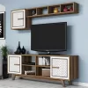 LIVING ROOM COMPOSITION  2PCS MELAMINE IN WALNUT-WHITE LIVING ROOM COMPOSITION  2PCS MELAMINE IN WALNUT-WHITE