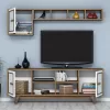 LIVING ROOM COMPOSITION  2PCS MELAMINE IN WALNUT-WHITE LIVING ROOM COMPOSITION  2PCS MELAMINE IN WALNUT-WHITE