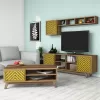 LIVING ROOM COMPOSITION  2PCS MELAMINE IN WALNUT-YELLOW LIVING ROOM COMPOSITION  2PCS MELAMINE IN WALNUT-YELLOW