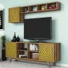 LIVING ROOM COMPOSITION  2PCS MELAMINE IN WALNUT-YELLOW LIVING ROOM COMPOSITION  2PCS MELAMINE IN WALNUT-YELLOW