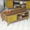 LIVING ROOM COMPOSITION  2PCS MELAMINE IN WALNUT-YELLOW LIVING ROOM COMPOSITION  2PCS MELAMINE IN WALNUT-YELLOW