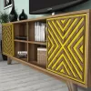 LIVING ROOM COMPOSITION  2PCS MELAMINE IN WALNUT-YELLOW LIVING ROOM COMPOSITION  2PCS MELAMINE IN WALNUT-YELLOW