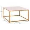 Coffee Table BRAYLEN Square Melamine White Marble and Gold Base 75x75x43.5cm Coffee Table BRAYLEN Square Melamine White Marble and Gold Base 75x75x43.5cm