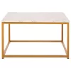 Coffee Table BRAYLEN Square Melamine White Marble and Gold Base 75x75x43.5cm Coffee Table BRAYLEN Square Melamine White Marble and Gold Base 75x75x43.5cm