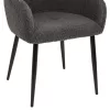 Armchair SHELLY Teddy fabric Grey with Black Metal legs 57x55x87Hcm. Armchair SHELLY Teddy fabric Grey with Black Metal legs 57x55x87Hcm.