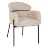 Καρέκλα-Πολυθρόνα WOLF Ύφασμα Μπουκλέ Εκρού και Μεταλλικά Μαύρα πόδια 58x58x80Yεκ.