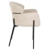 Chair-Armchair WOLF Boucle fabric Cream and Black Metal legs 58x58x80Hcm.