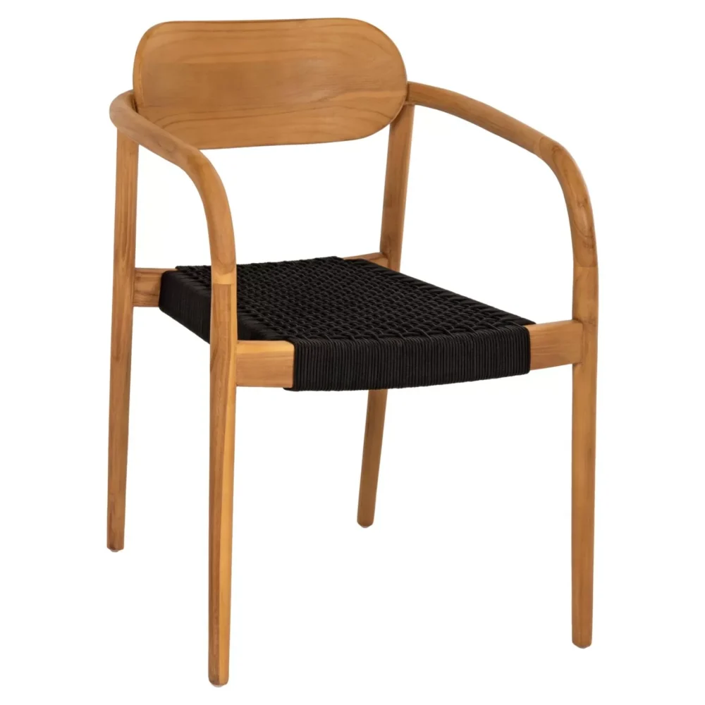 Πολυθρόνα OSLO Ξύλο Teak Φυσικό και Μαύρο Σχοινί 55x54x80Yεκ.