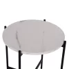 Coffee Table C9589.05 MDF White Marble and Black Metal Base Φ50x55Ycm Coffee Table C9589.05 MDF White Marble and Black Metal Base Φ50x55Ycm